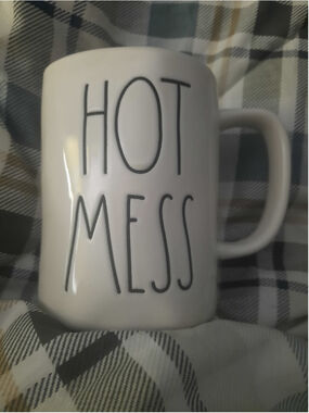 Unisex Rae Dunn "Hot Mess" Mug One Size White Pink